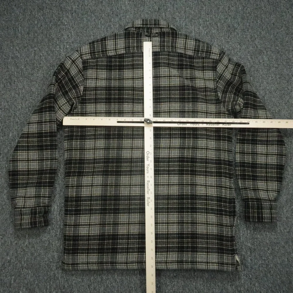 Eddie Bauer Jacket Mens Small Black Gray Plaid Sherpa Lined Wool Blend Outdoor‎